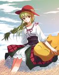  bad_id bad_pixiv_id braid c.c. cheese-kun cloud code_geass day dress green_hair hat long_hair origami paper_crane pizza_hut single_braid solo yakka yellow_eyes 