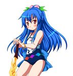  blue_hair hat hinanawi_tenshi kaiki_kurou long_hair one-piece_swimsuit solo swimsuit sword sword_of_hisou touhou weapon 