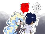  1girl antispiral_nia bad_id bad_pixiv_id blue_hair chibi dark_persona nia_teppelin punching simon tears tengen_toppa_gurren_lagann translation_request yukimitsuki 