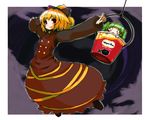  blonde_hair bucket green_hair haagen-dazs in_bucket in_container kisume kurodani_yamame luft multiple_girls short_hair touhou 