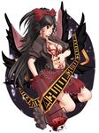  alternate_costume arm_cannon black_hair caution_tape chain kurone long_hair open_clothes open_shirt red_eyes reiuji_utsuho ribbon shirt solo touhou weapon wings 