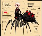  arachne behind-the-head_headphones copyright_request diagram gia hair_ornament hairclip headphones insect_girl mecha_musume mechanical monster_girl pink_hair red_eyes robot school_uniform short_hair spider_girl 