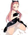  babydoll bad_id bad_pixiv_id bloomers blush bow brws cute_&amp;_girly_(idolmaster) hair_bow idolmaster idolmaster_(classic) idolmaster_1 kneeling long_hair looking_at_viewer minase_iori pink_eyes pink_hair see-through simple_background solo spread_legs thighs underwear white_background 