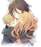  2boys bad_id bad_pixiv_id brown_hair code_geass comforting hand_on_another's_head happy hug lelouch_lamperouge long_hair multiple_boys nunnally_lamperouge rolo_lamperouge shinonome tears 