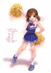  blue_eyes blush brown_hair cheerleader goto_p highres original pom_poms ribbon solo twintails 