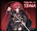  alastor_(shakugan_no_shana) cloak jewelry long_hair non-web_source pendant red_eyes red_hair school_uniform shakugan_no_shana shana sword thighhighs weapon 