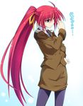  kusakami_akira long_hair lyrical_nanoha mahou_shoujo_lyrical_nanoha mahou_shoujo_lyrical_nanoha_a's mahou_shoujo_lyrical_nanoha_strikers military military_uniform pantyhose ponytail ribbon signum solo tsab_ground_military_uniform uniform very_long_hair 