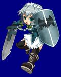  izayoi_sakuya maid noya_makoto ribbon shield silver_hair solo sword touhou weapon 