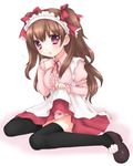  brown_hair long_hair original panties purple_eyes skirt skirt_lift solo thighhighs underwear usashiro_mani waitress 