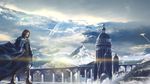  armor bad_id bad_pixiv_id cape cloud fantasy katou_taira landscape lightning original red_hair sky snow wallpaper widescreen 