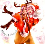  androgynous artist_request boots christmas faris_scherwiz final_fantasy final_fantasy_v hat lenna_charlotte_tycoon lowres multiple_girls reverse_trap santa_costume santa_hat siblings sisters 