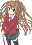  aisaka_taiga bangs mizuki_makoto oohashi_high_school_uniform school_uniform solo thighhighs toradora! 