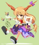  ario chain chibi clone horns ibuki_suika long_hair minigirl multiple_girls orange_hair ribbon touhou 