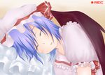  bad_id bad_pixiv_id blue_hair hat pillow remilia_scarlet ribbon short_hair sleeping solo tokijiro touhou wings 
