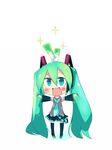  aqua_eyes aqua_hair chibi hatsune_miku kanikama long_hair solo thighhighs twintails very_long_hair vocaloid 