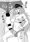  1girl blush bracelet breasts capcom censored chains collar cuffs doujinshi erect_nipples erection final_fight futanari greyscale hat jewelry katou_jun large_breasts lips monochrome newhalf nipples penis poison_(final_fight) precum pubic_hair smile solo street_fighter sweat testicles veins veiny_penis 