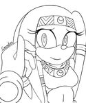  canastus caress caressing echidna female glove hair jewelry line_art looking_at_viewer monochrome petting plain_background sega sonic_(series) tikal_the_echidna white_background 