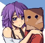  artist_request bag bag_on_head purple_eyes purple_hair rosario+vampire shirayuki_mizore short_hair sketch 