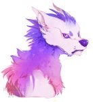  2016 canine digital_media_(artwork) feral looking_at_viewer mammal purple_eyes purple_nose ravoilie simple_background solo white_background 
