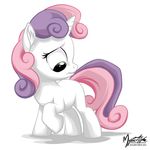  cub equine female feral friendship_is_magic fur green_eyes hair horn horse mammal my_little_pony mysticalpha plain_background pony solo sweetie_belle_(mlp) two_tone_hair unicorn white_background white_fur young 