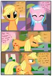  applejack_(mlp) blonde_hair blue_hair comic cowboy_hat cutie_mark dialog dialogue english_text equine female feral freckles friendship_is_magic green_eyes hair hat hi_res horse mammal my_little_pony orange_body pink_body pony pyruvate text 