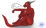  blush claws dragon ear_piercing green_eyes horn male nude piercing plain_background scalie sitting smile solo swipp white_background 