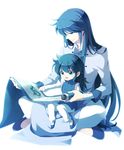  blue_hair child chinese_clothes dragon_ryuuhou dragon_shiryuu father_and_son long_hair multiple_boys saint_seiya saint_seiya_omega scroll simple_background sitting smile sun_trial white_background 