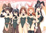  :d ;d akiyama_yukari animal_ears bare_legs black_hair black_legwear blue_eyes blush breasts brown_eyes brown_hair bunny_ears bunny_girl bunnysuit chaps cleavage detached_collar detached_sleeves eyebrows_visible_through_hair fingerless_gloves girls_und_panzer gloves hand_on_own_cheek hattori_masaki highleg isuzu_hana large_breasts legs locked_arms long_hair looking_at_viewer medium_breasts multiple_girls nishizumi_miho one_eye_closed open_mouth orange_eyes orange_hair pantyhose reizei_mako salute short_hair sideboob small_breasts smile takebe_saori thighhighs very_long_hair wrist_cuffs 