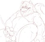  anthro balls biceps big_muscles big_penis canine chubby circumcised claws cum cum_on_hand erection eyes_closed fox fur gingitsune gintaro holding_penis male mammal masturbation muscles nude overweight penis presenting scar sketch solo spread_legs spreading thegreatmatsutzu white_fur 