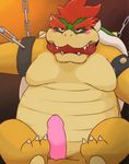  bound bowser erection gag koopa looking_at_viewer male mario_bros nintendo overweight penis scalie solo super_mario_bros. video_games waniharu 