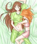  2girls age_difference blush brown_hair erect_nipples fingering from_police_to_kids grinding hand_in_pants iichan.ru long_hair lying masturbation midriff multiple_girls mvd-tan nadejda on_side orange_hair pajamas red_hair shorts sleeping smile yuri 