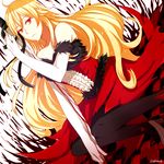  blonde_hair blood dress elbow_gloves fuchsia91 gloves kiss-shot_acerola-orion_heart-under-blade long_hair monogatari_(series) red_eyes solo 