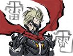  blonde_hair ekd eyepatch kanji metal_gear_(series) metal_gear_rising:_revengeance metal_gear_solid raiden red_eyes scarf white_background 