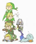  4boys blonde_hair blue_hair cape ezlo fi gloves gohan_(horth-waribasi) hat helmet imp link midna multiple_boys multiple_girls multiple_persona navi pantyhose pointy_ears pumpkin red_eyes saliva sleeping tears the_legend_of_zelda the_legend_of_zelda:_ocarina_of_time the_legend_of_zelda:_skyward_sword the_legend_of_zelda:_the_minish_cap the_legend_of_zelda:_twilight_princess toon_link 