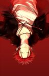  bad_id bad_pixiv_id closed_eyes jacket k_(anime) kudou_akira male_focus red_background red_hair solo suou_mikoto_(k) upside-down 