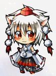  :3 animal_ears blush chibi detached_sleeves hat inubashiri_momiji nora_wanko short_hair smile solo tail tokin_hat touhou wolf_ears 