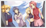  4girls artist_request blonde_hair blue_hair brown_eyes green_eyes haruno_sakura hyuuga_hinata multiple_girls naruto pink_hair temari yamanaka_ino 