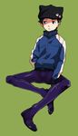  animal_hat blue_eyes cat_hat evangelion:_3.0_you_can_(not)_redo hat highres hosaka_dx ikari_shinji jacket male_focus neon_genesis_evangelion plugsuit rebuild_of_evangelion sitting solo track_jacket 