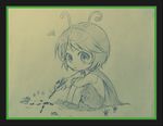  ant bad_id bad_pixiv_id bug chibi insect looking_at_viewer nora_wanko short_hair sitting sketch solo touhou traditional_media wriggle_nightbug 