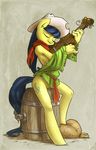 anthro anthrofied atryl barrel breasts clothing cowboy_hat cutie_mark equine eyes female fiddlesticks_(mlp) friendship_is_magic hair hat horse long_hair mammal music musical_instrument my_little_pony nipples pony pussy scarf side_boob solo violin 
