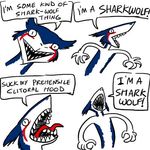  ambiguous_gender english_text female humor i&#039;m_a_shark insane looking_at_viewer open_mouth plain_background sergal text tongue white_background 