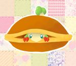  claws dorayaki feral food green_eyes hiding invalid_background invalid_tag male nintendo pattern_background plant pok&#233;mon pok&eacute;mon solo theropod video_games 