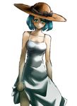  athrun_zala blue_hair dress dress_lift genderswap genderswap_(mtf) green_eyes gundam gundam_seed hat sageshinkou short_hair smile solo sun_hat sundress 