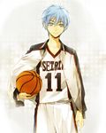  basketball basketball_uniform blue_eyes blue_hair jacket_on_shoulders jiku_(0128hirosi) kuroko_no_basuke kuroko_tetsuya male_focus solo sportswear 