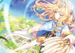  animal_ears bad_id bad_pixiv_id blonde_hair blue_eyes cherinova feathers flower leaf long_hair seeu sky solo vocaloid 