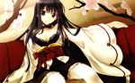  artist_request black_eyes black_hair character_request collar flower highres long_hair narukana_(seinarukana) seinarukana sitting smile solo source_request traditional_clothes wallpaper 