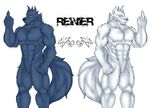  biceps canine finger fluffy_tail hunter hunterramirez invalid_tag male mammal muscles pecs smile smirk solo wolf 