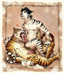  abs balls biceps big_muscles cum cum_in_mouth cum_inside cum_on_chest ear_piercing erection feline fellatio flaccid gay licking male mammal muscles oral oral_sex penis piercing pockyrumz sex tiger tongue tongue_out 