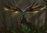  antlers forest gen_6_pokemon glowing glowing_eyes grod_(199351) highres legendary_pokemon nature no_humans plant pokemon pokemon_(creature) solo tree vines xerneas 