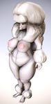  big_breasts black breasts canine chubby dog female fur gradient_background green_eyes hair mammal nipples nose nude plantigrade poodle solo toes unknown_artist white_fur white_hair wide_hips 